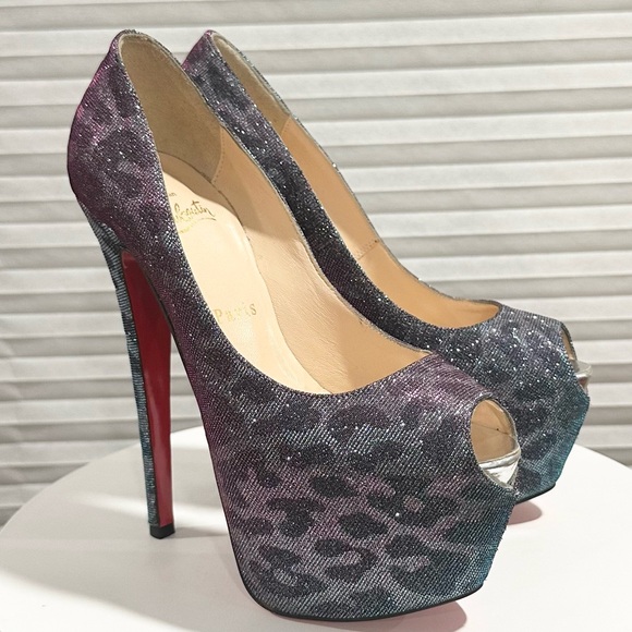 🌺 CHRISTIAN LOUBOUTIN 🌺 Daffodile Leopard Platform Heel Size: 36.5 - Picture 4 of 11